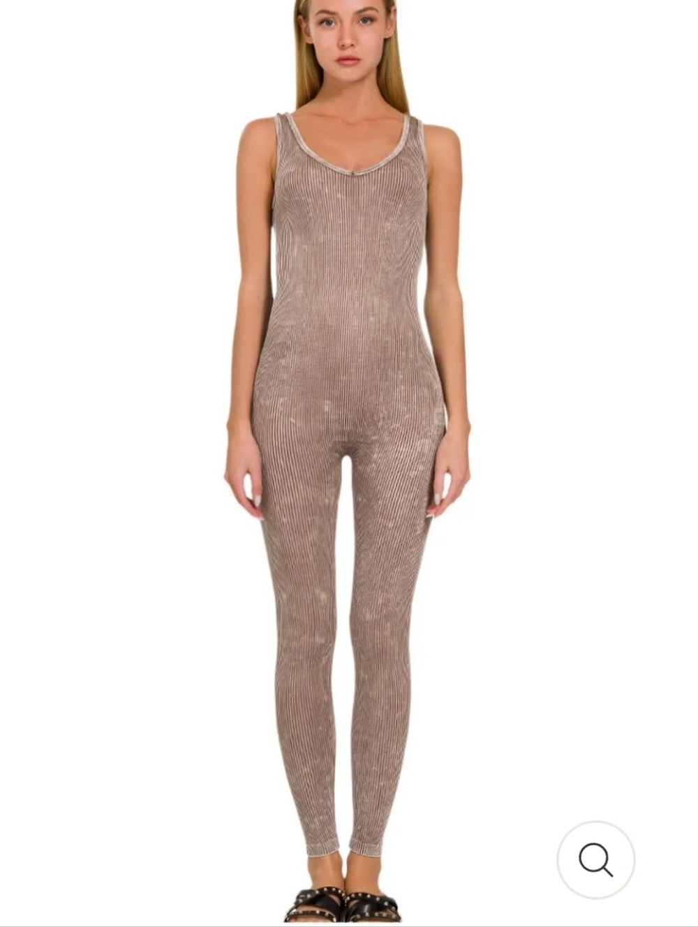 Zenana NWOT Washed Out One Piece Sleeveless Ribbed Exercise Sports Jumpsuit